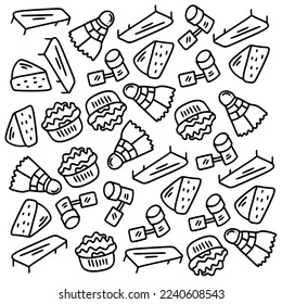 picnic and camping doodle line set vector