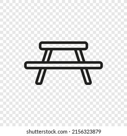 Picnic, camping table simple icon vector. Flat design. Transparent grid.