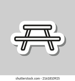 Picknick, Campingtisch einfache Symbol Vektorgrafik. Flaches Design. Aufkleber mit Schatten auf grauem Hintergrund.ai