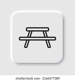 Picnic, camping table simple icon vector. Flat design. Neumorphism design.ai