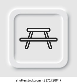 Picnic, camping table simple icon vector. Flat design. Neumorphism design.ai