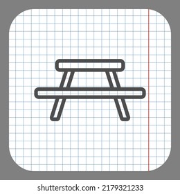 Picnic, camping table simple icon vector. Flat design. On graph paper. Grey background.ai