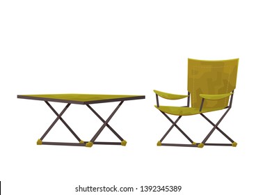 Picnic chair and table isolated on white background vector