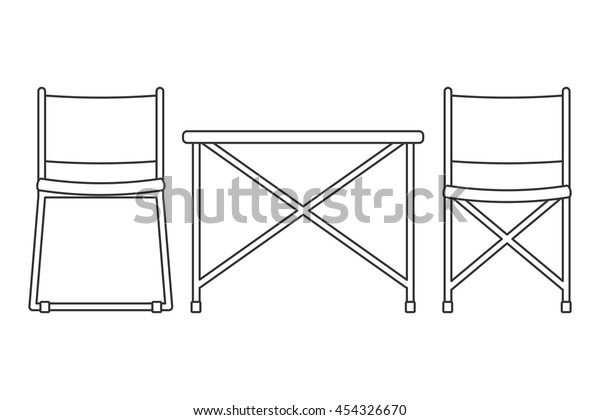 Picnic Chairs Table Vector Illustration Isolated Stock Vector