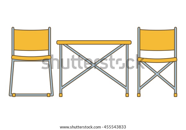 Picnic Chairs Table Vector Illustration Isolated Stock Vector