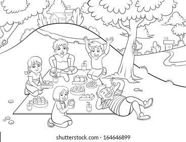 picnic  for colouring. EPS10 File.