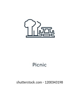 Picnic concept line icon. Linear Picnic concept outline symbol design. This simple element illustration can be used for web and mobile UI/UX.