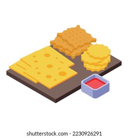 Icono de galletas picnicas vector isométrico. Almuerzo de comida. Parque de verano