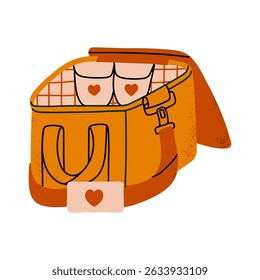 Picnic cooler bag. Lunchbox for camping hand drawn vector design illustration.