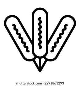 Picnic corn dog icon outline vector. Hot food. Sauce fried