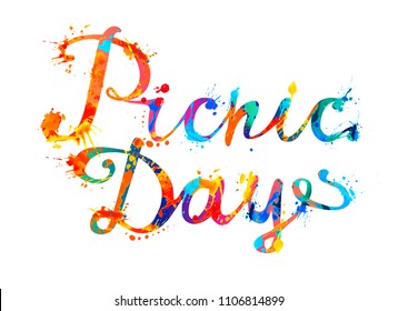 Picnic Day. Hand Written Vector Doodle Font Inscription Of Splash Paint Letters