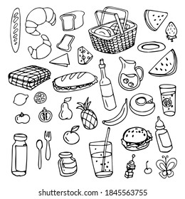 picnic doodle set in contur