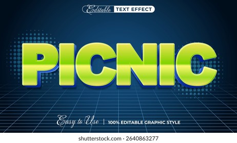 picnic editable text effect, lettering typography font style