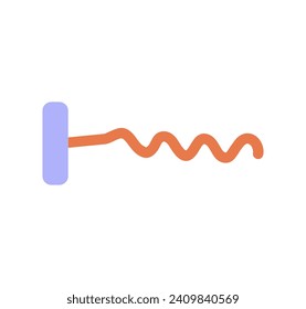 Picnic element of colorful set. A corkscrew for uncorking a bottle of wine is an important attribute at every picnic. Vector illustration.