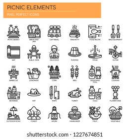 Picnic Elements , Thin Line and Pixel Perfect Icons