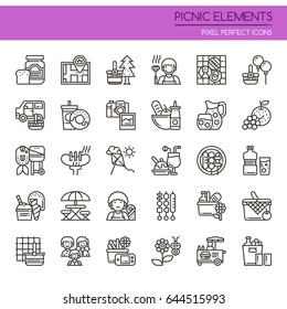 Picnic Elements , Thin Line and Pixel Perfect Icons
