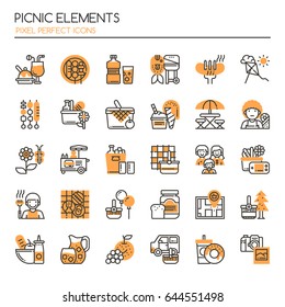 Picnic Elements , Thin Line and Pixel Perfect Icons
