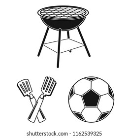 Picnic and equipment black icons in set collection for design. Picnic in the nature vector symbol stock web illustration.