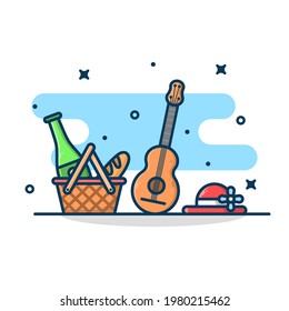 Picnic equipment illustration vector. Suitable for web landing page, banner and more.