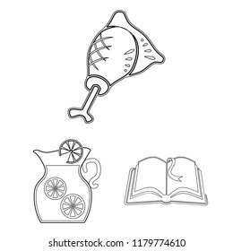 Picnic and equipment outline icons in set collection for design. Picnic in the nature vector symbol stock web illustration.