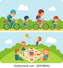 picnic family flat illustration
