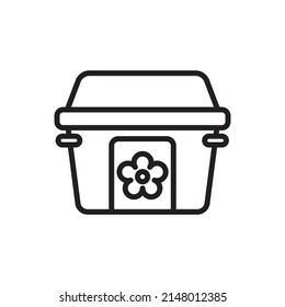 Picnic Food Box Outline Icon Vector Illustration