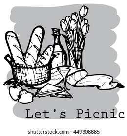 picnic food cartoon vector 