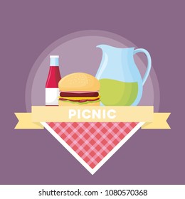 Picnic food emblem 