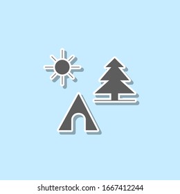 Picnic in the forest sticker icon. Simple thin line, outline vector of web icons for ui and ux, website or mobile application