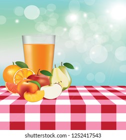Picnic fruits table. vector illustration