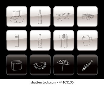 Picnic and holiday icons - vector icon set
