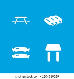 Picnic icon. collection of 4 picnic filled icons such as sausage. editable picnic icons for web and mobile.