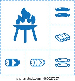 Picnic icon. set of 6 picnic filled and outline icons such as sausage