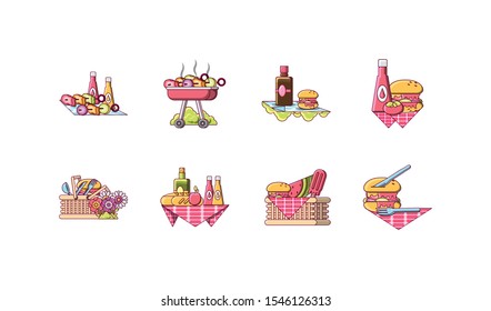 picnic icon set pack, High Quality variety symbols Vector illustration