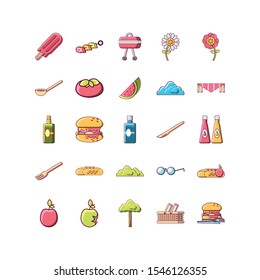 picnic icon set pack, High Quality variety symbols Vector illustration