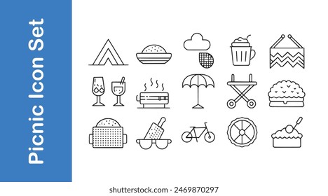 Picnic icon set with vector collections