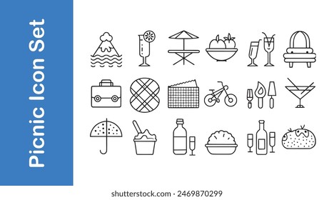 Picnic icon set with vector collections