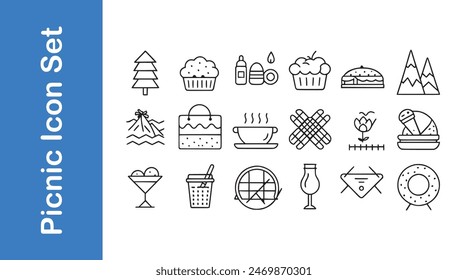Picnic icon set with vector collections