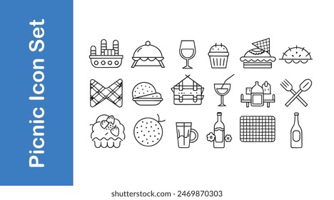 Picnic icon set with vector collections