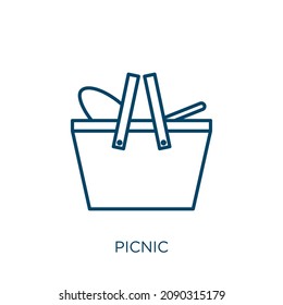 icono de picnic. Icono de contorno picnic lineal delgado aislado en fondo blanco. Señal de picnic vectorial de línea, símbolo para web y móvil