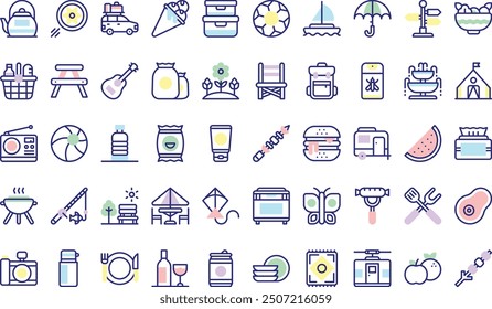 Picnic icons collection is a vector illustration with editable stroke.