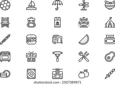 Picnic icons collection is a vector illustration with editable stroke.