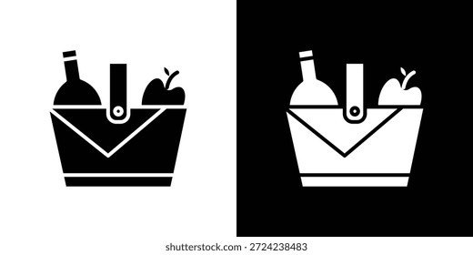 Concepto de Vector plano de iconos de picnic. Ilustraciones en blanco y negro