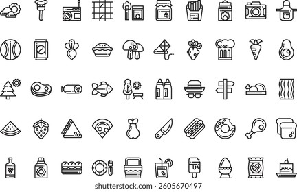 Picnic icons High-Quality Vector Icons Collection with Editable Stroke. Ideal for Professional and Creative Projects