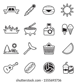 Picnic Icons. Line With Fill Design. Vector Illustration.