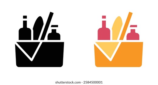 Picnic icons pack in black and colored version