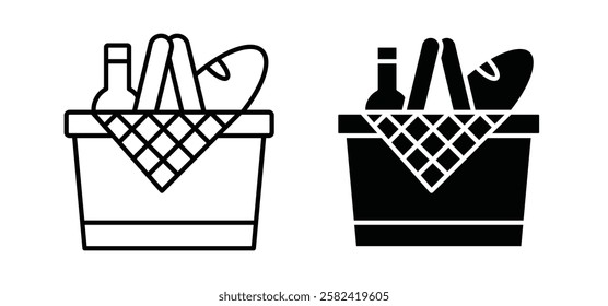Picnic icons pack vectors in black flat and strokes