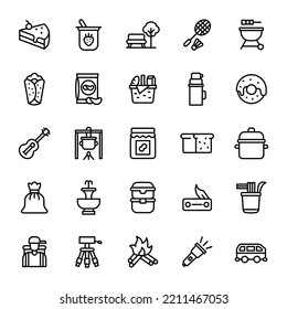 iconos picnic set ilustración vector gráfico
