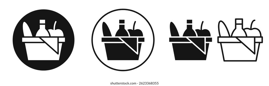 Picnic icons set in solid black and stroke line style