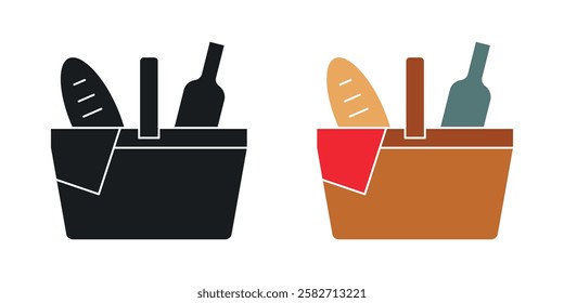 Picnic icons set vectors black and colored style